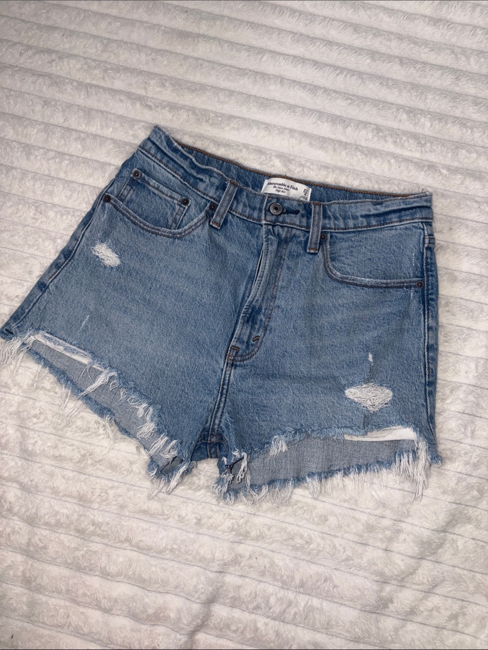 Abercrombie & Fitch Light Blue Distressed Denim Cutoff Shorts